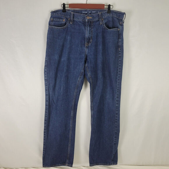 Old Navy Jeans Mens 38 x 32 Blue Straight Leg Medium Wash Denim Actual W38xL29.5 - Picture 1 of 14